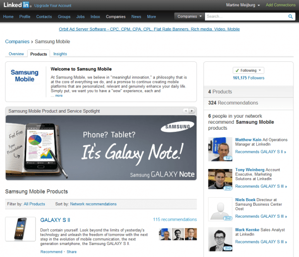 Company Page Samsung Mobile