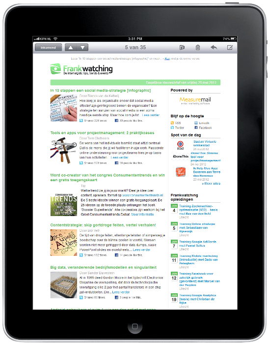 huidige nieuwsbrief op de iPad