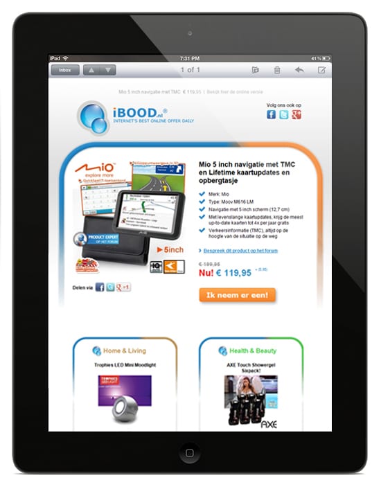 iBood e-mail op iPad