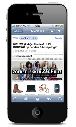 Wehkamp e-mail op iPhone
