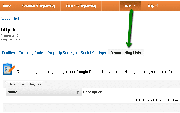 Google Analytics Remarketing Lists