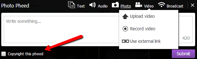 Pheed - Copyright op status updates