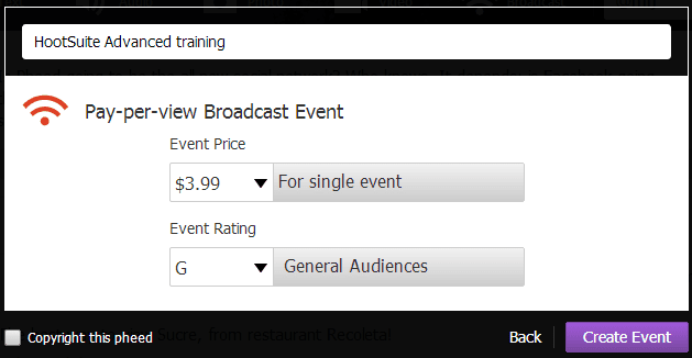 Pheed - inkomsten via live broadcast events