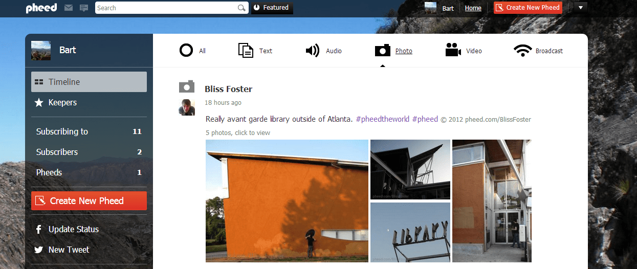 Overzicht Pheed status updates