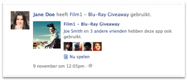Adverteren op Facebook - voorbeeld app gebruikt gesponsord verslag