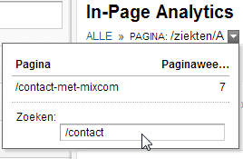 Andere pagina’s dan de homepagina bekijken bij de In-page analyse