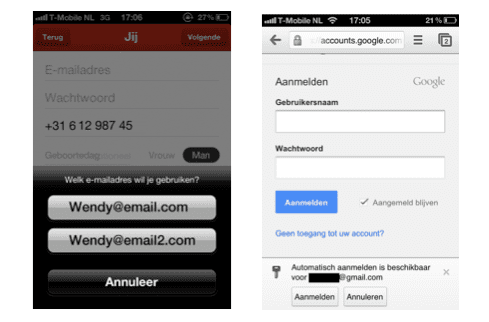 Auto-aanvullen in native apps