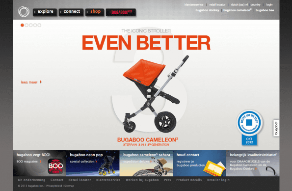 Bugaboo demonstreert hun product op de website