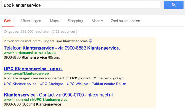 upc klantenservice bellen