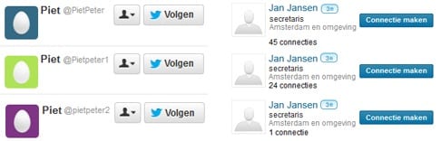 Twitter LinkedIn meerdere accounts