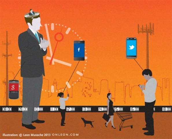 De sociale dag illustratie © 2013 Leon Mussche onleon.com