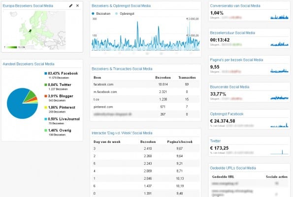 Voorbeeld Google Analytics Social Media Dashboard