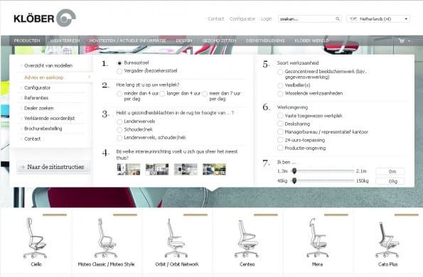Stoelenconfigurator van Klöber