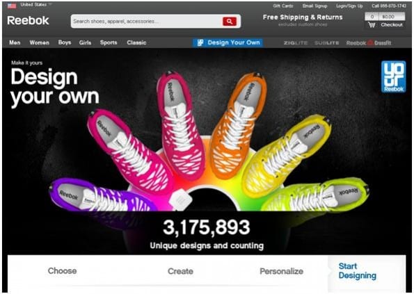 Functionaliteit “Design your own” van Reebok