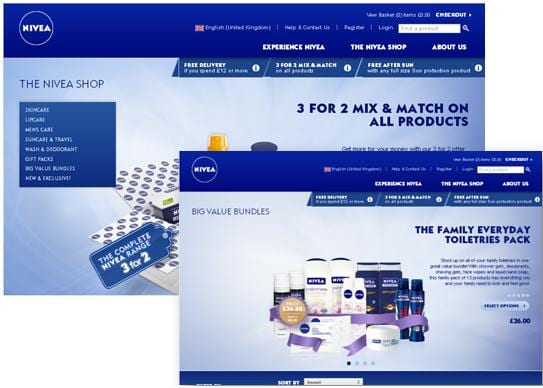 Voordeelpropositie van Nivea online in United Kingdom