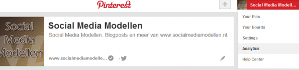 Pinterest Analytics - zorg voor een geverifieerd account