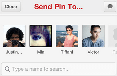 Pinterest update - Send to button