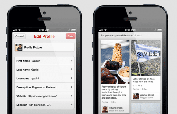 Pinterest update - nieuwe look Pinterest app
