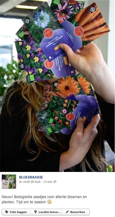 bloemmarie zaadjes voorbeeld van social content.