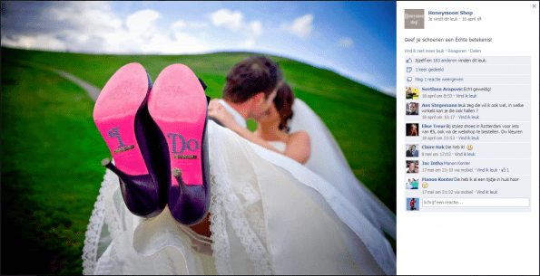 honeymoon shop voorbeeld van social content.