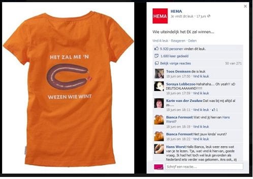 Humoristische social content van Hema.