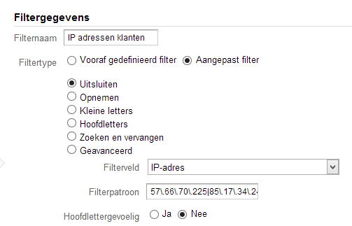 IP-adressen uitsluiten in GA