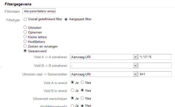parameters uit je URL verwijderen met filter