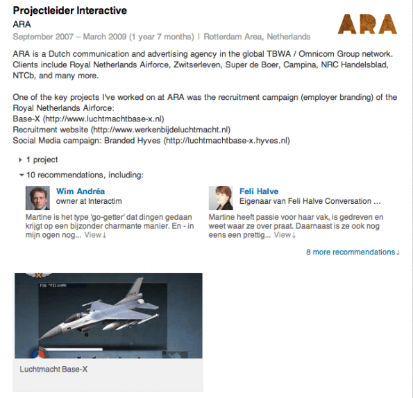Werkervaring LinkedIn
