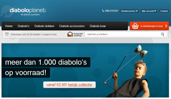 Diaboloplanet verkoopt diabolo's, een local hero in een nichemarkt.