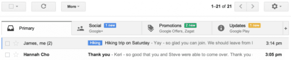 Nieuwe inboxweergave van Gmail