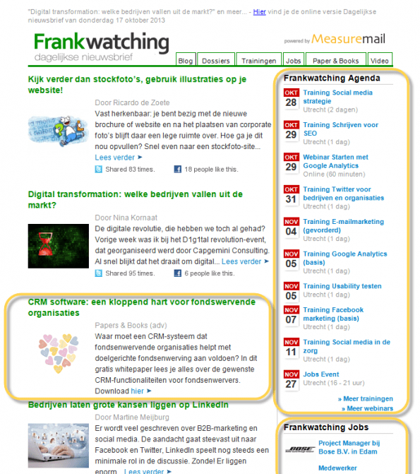 voorbeeld nieuwsbrief Frankwatching