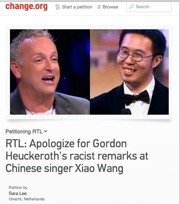 Petition | RTL_ Apologize for Gordon Heuckeroth_s racist remarks at Chinese singer Xiao Wang | Change.org