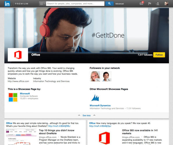 Showcase page Microsoft