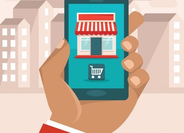 Vector e-commerce concept in flat style icon on it