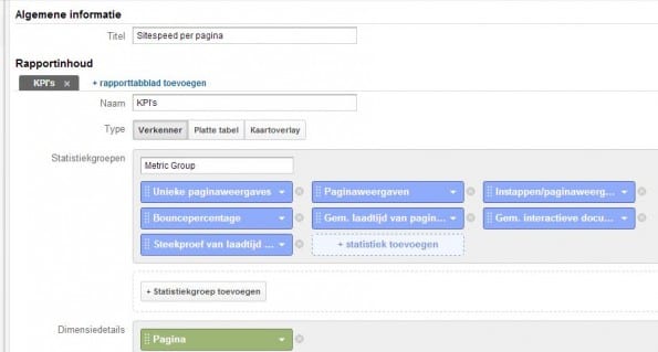 visual sitespeed per pagina