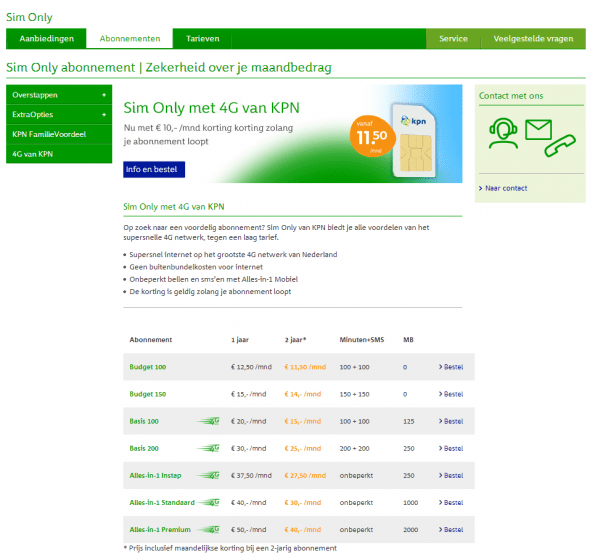 KPN en leesbaarheid 2 jarig abonnement