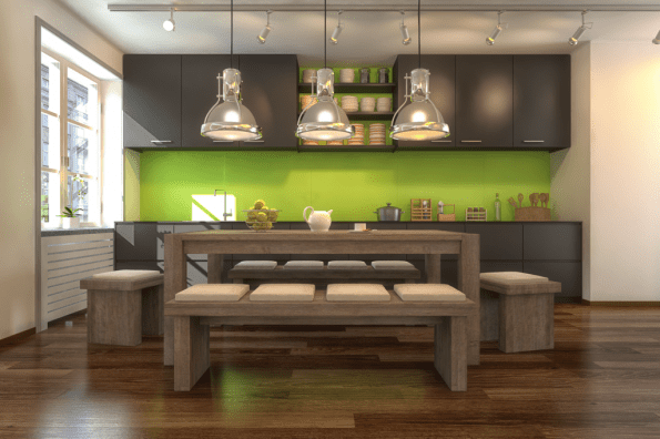 Lange lunchtafels zijn goed voor de productiviteit. Foto: 3D - Moderne Küche (I) © marog-pixcells - Fotolia.com