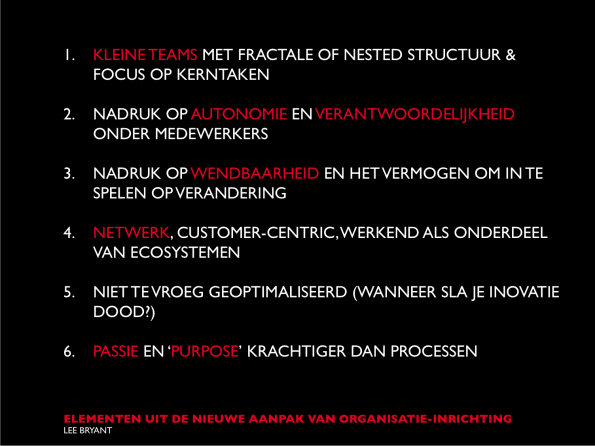 Elementen voor het inrichten van een moderne organisatie