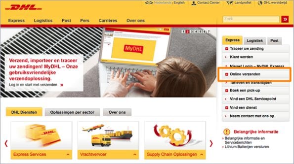 DHL homepage