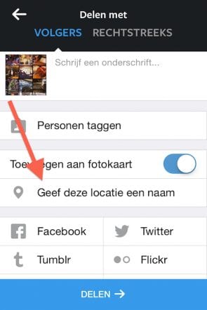 foto's locatie meegeven op instagram