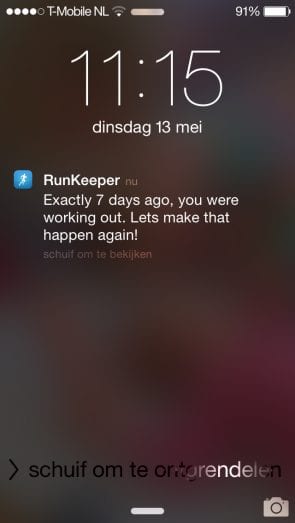 Vooreeld Runkeeper - reminder