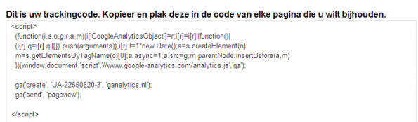 Aangepaste meetcode Universal Analytics