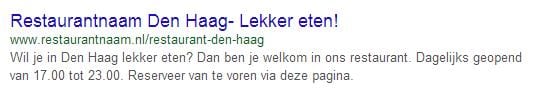 Voorbeeld zoekresultaat faulty redirects