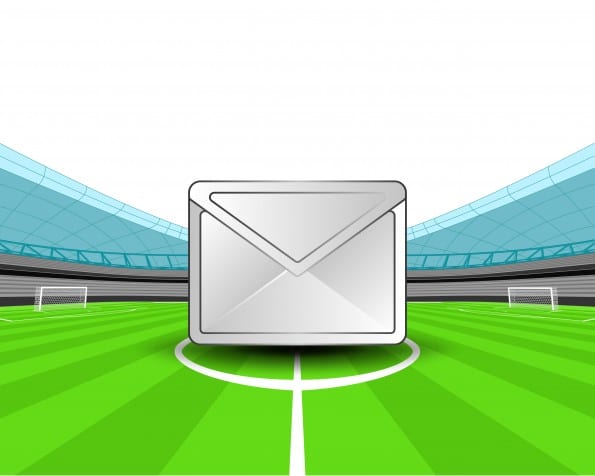 message in the midfield of football stadium vector