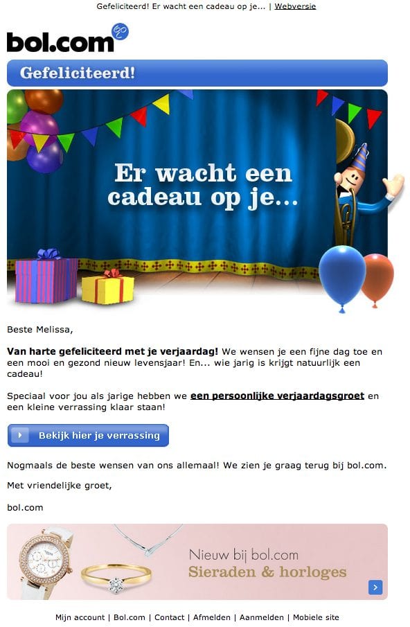 Verjaardagsmail bol.com