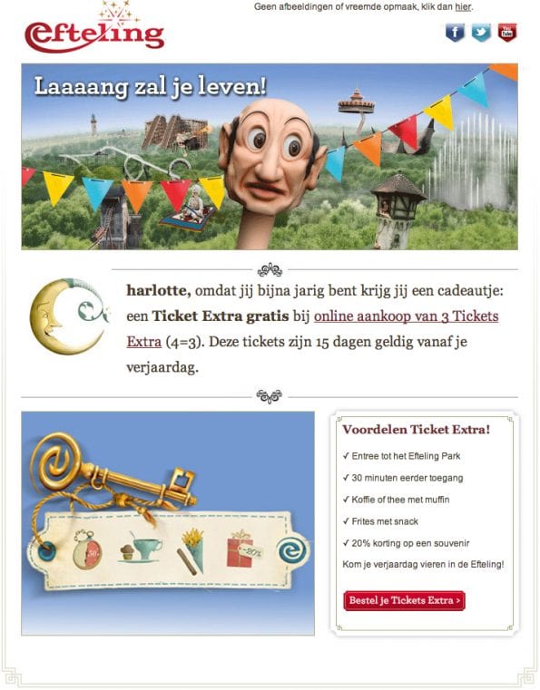 Verjaardagsmail Efteling 1