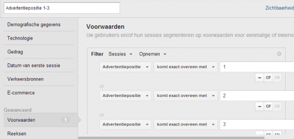 segment advertentieposities