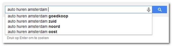 Zoekwoorden vinden met Google Suggest.