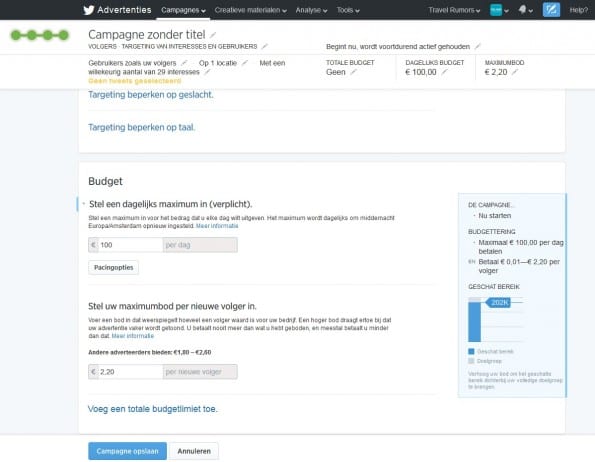 5. Kies het budget