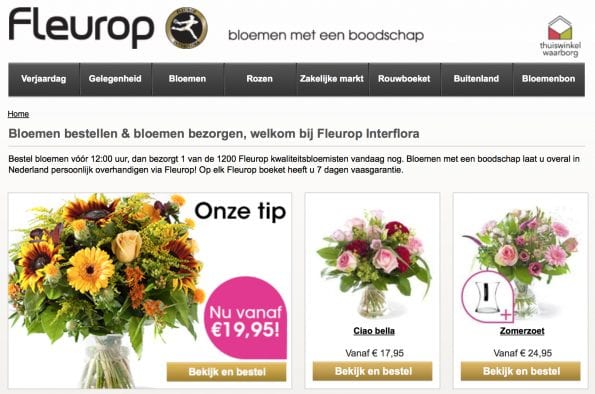 Fleurop.nl is de winnaar van de WUA! top 100 2014